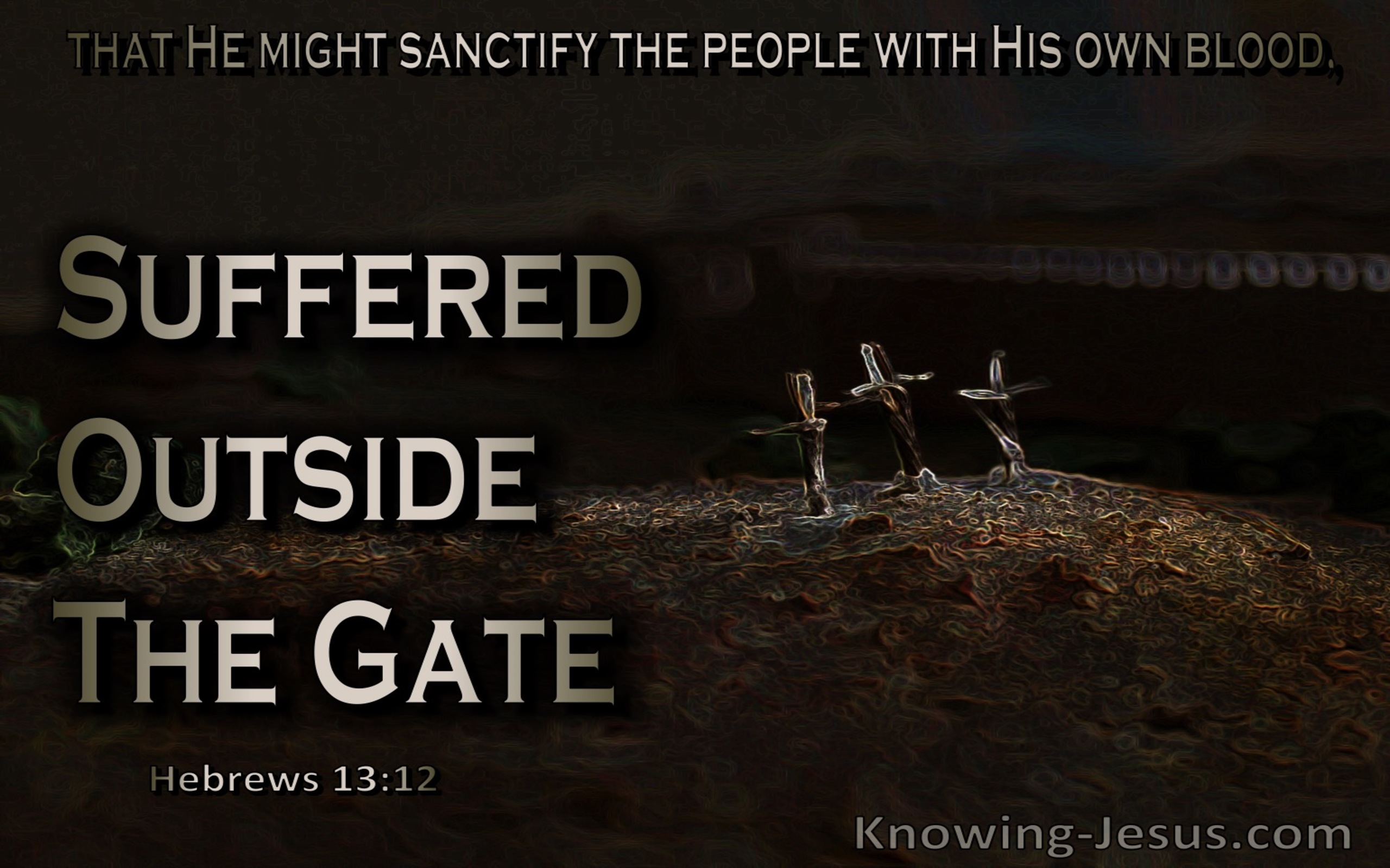 Hebrews 13:12 The He Night Sanctify The People With His Own Blood Suffered Outside The Gate (black)